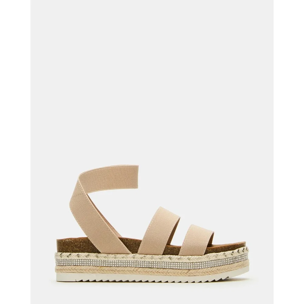 Steve Madden Charisa Sandals Kids 4 M Natural Open Toe Platform Strappy ZOGG3471